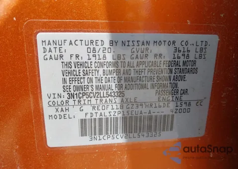 2020 Nissan Kicks Sv from USA, damaged, VIN 3N1CP5CV2LL543325